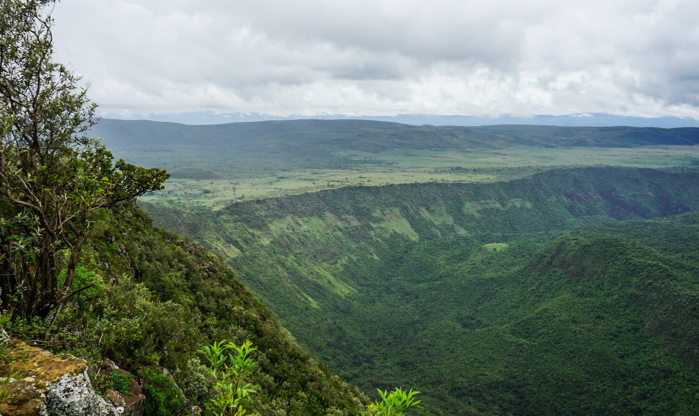 Green slopes and valleys of Mt. Suswa in the Rift Valley